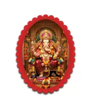 Ganesha Wall Decorative Showpiece 6 X 8 Inch | 4 MM MDF Wooden Glossy Sublimation Print | Back Hook Wall Hanging | Home Temple & Living Room Decor (F57317)