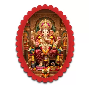 Ganesha Wall Decorative Showpiece 6 X 8 Inch | 4 MM MDF Wooden Glossy Sublimation Print | Back Hook Wall Hanging | Home Temple & Living Room Decor (F57317)