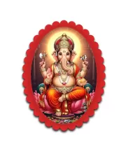 Ganesha Wall Decorative Showpiece 6 X 8 Inch | 4 MM MDF Wooden Glossy Sublimation Print | Back Hook Wall Hanging | Home Temple & Living Room Decor (F57321)