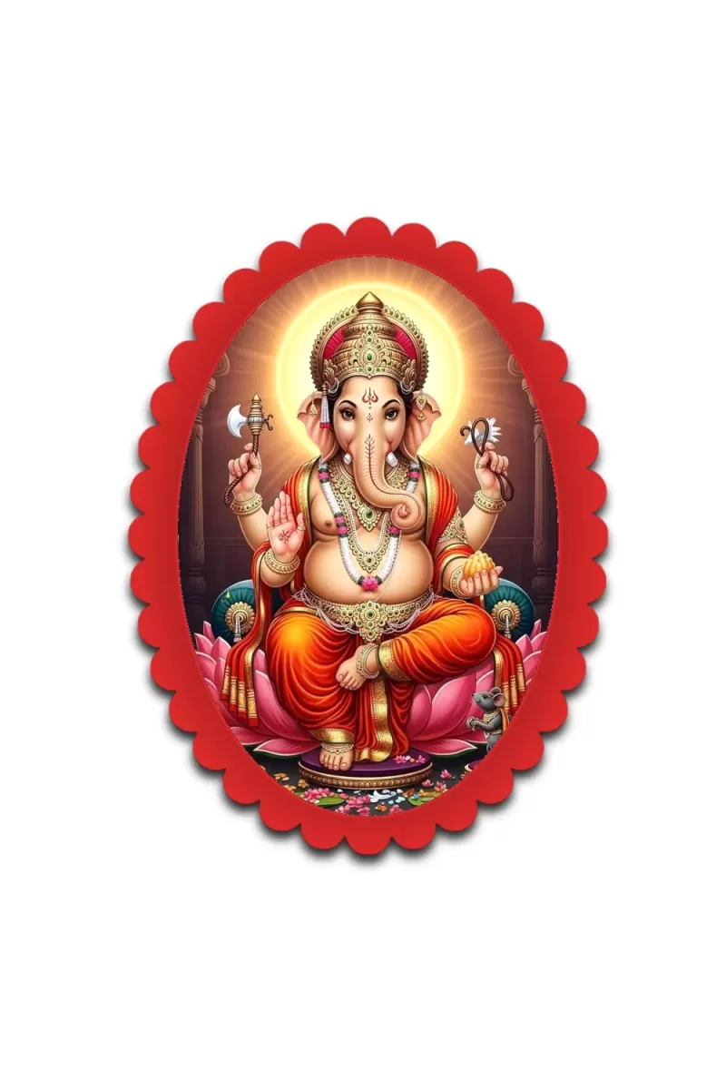 Ganesha Wall Decorative Showpiece 6 X 8 Inch | 4 MM MDF Wooden Glossy Sublimation Print | Back Hook Wall Hanging | Home Temple & Living Room Decor (F57321)