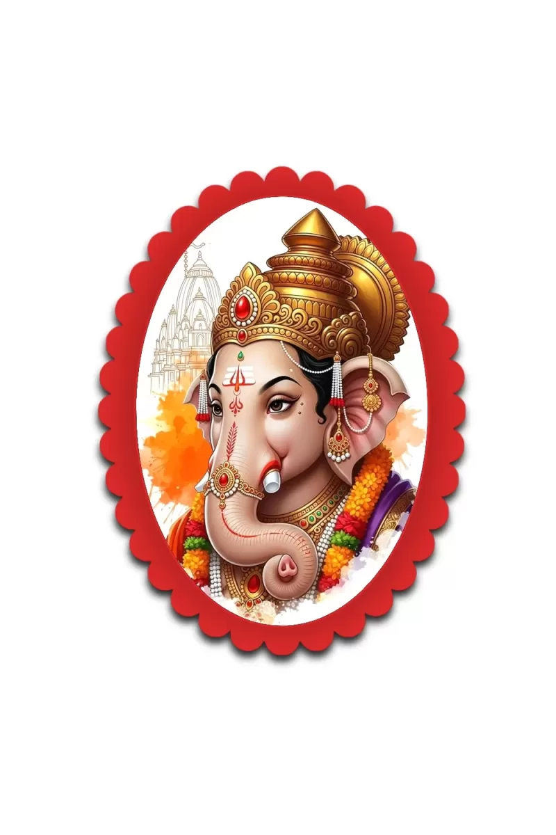 Ganesha Wall Decorative Showpiece 6 X 8 Inch | 4 MM MDF Wooden Glossy Sublimation Print | Back Hook Wall Hanging | Home Temple & Living Room Decor (F57325)