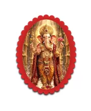 Ganesha Wall Decorative Showpiece 6 X 8 Inch | 4 MM MDF Wooden Glossy Sublimation Print | Back Hook Wall Hanging | Home Temple & Living Room Decor (F57330)