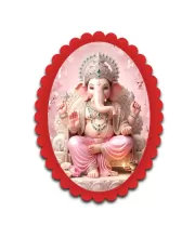 Ganesha Wall Decorative Showpiece 6 X 8 Inch | 4 MM MDF Wooden Glossy Sublimation Print | Back Hook Wall Hanging | Home Temple & Living Room Decor (F57333)