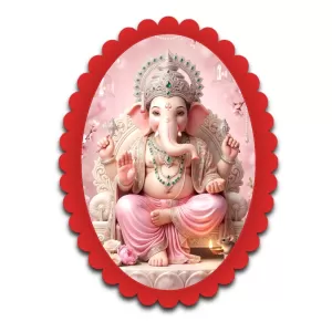 Ganesha Wall Decorative Showpiece 6 X 8 Inch | 4 MM MDF Wooden Glossy Sublimation Print | Back Hook Wall Hanging | Home Temple & Living Room Decor (F57333)
