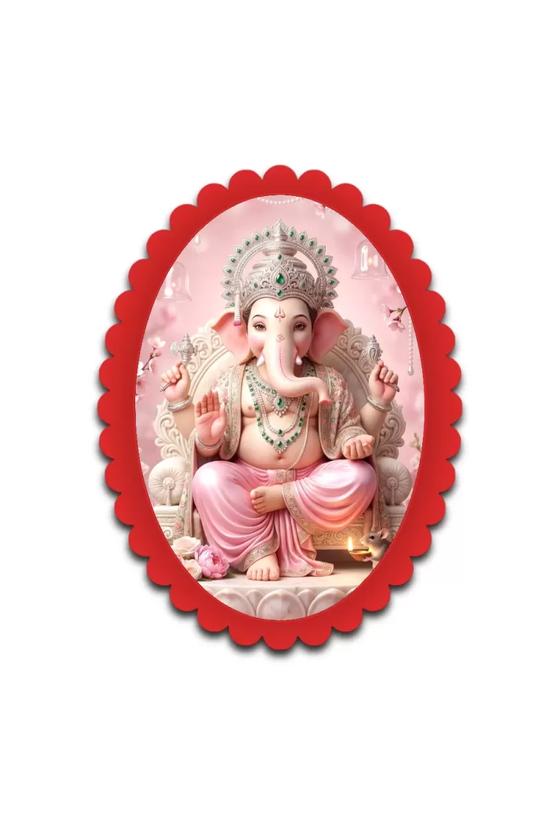Ganesha Wall Decorative Showpiece 6 X 8 Inch | 4 MM MDF Wooden Glossy Sublimation Print | Back Hook Wall Hanging | Home Temple & Living Room Decor (F57333)