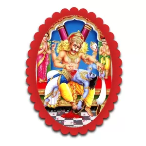 Narasimha Wall Decorative Showpiece 6 X 8 Inch | 4 MM MDF Wooden Glossy Sublimation Print | Back Hook Wall Hanging | Home Temple & Living Room Decor (F57339)