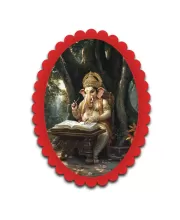 Ganesha Wall Decorative Showpiece 6 X 8 Inch | 4 MM MDF Wooden Glossy Sublimation Print | Back Hook Wall Hanging | Home Temple & Living Room Decor (F57344)