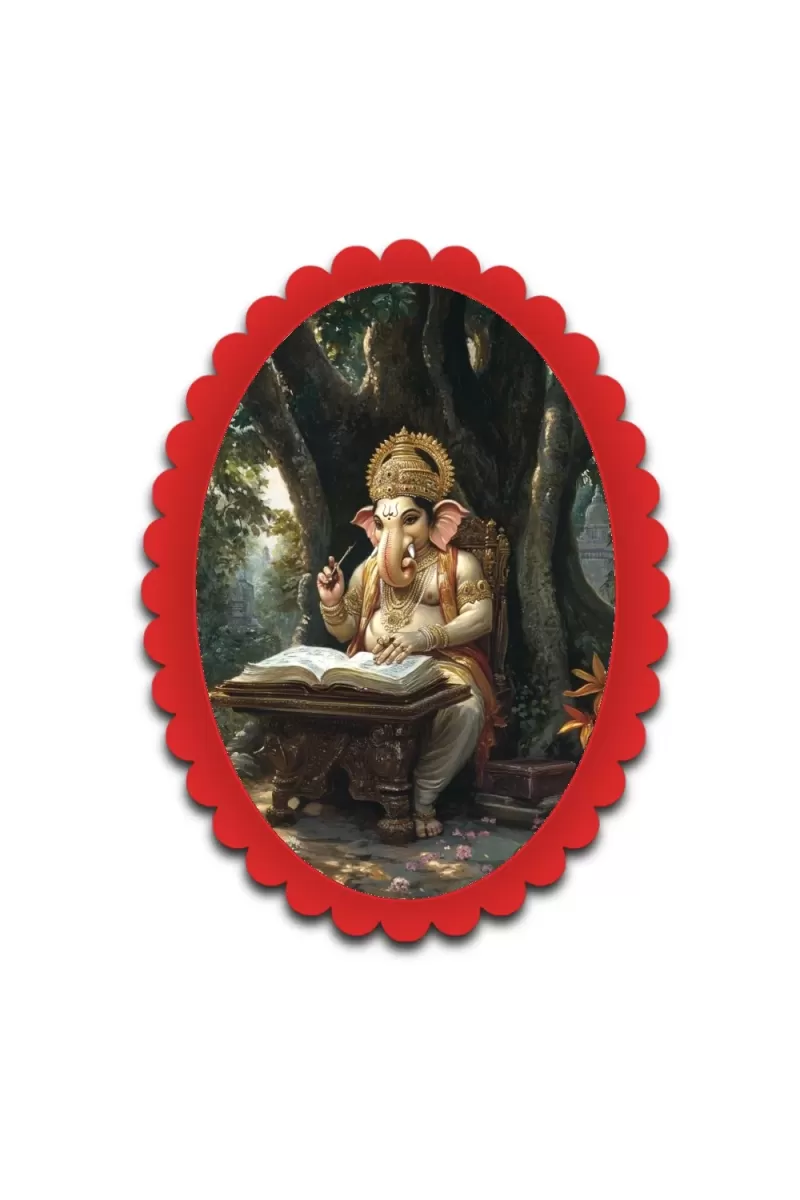 Ganesha Wall Decorative Showpiece 6 X 8 Inch | 4 MM MDF Wooden Glossy Sublimation Print | Back Hook Wall Hanging | Home Temple & Living Room Decor (F57344)