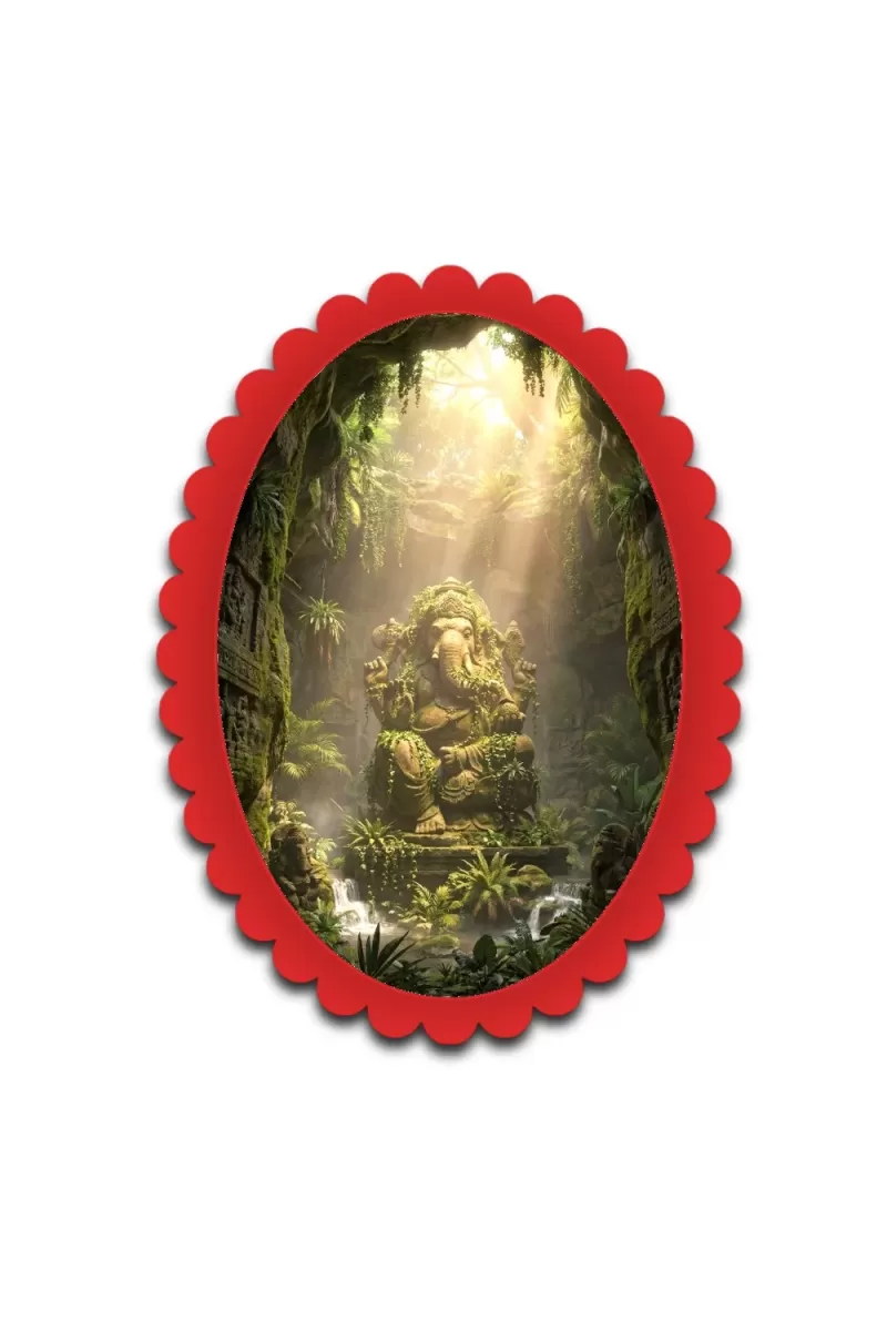 Ganesha Wall Decorative Showpiece 6 X 8 Inch | 4 MM MDF Wooden Glossy Sublimation Print | Back Hook Wall Hanging | Home Temple & Living Room Decor (F57347)