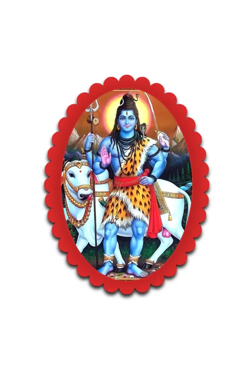 Shiva Wall Decorative Showpiece 6 X 8 Inch | 4 MM MDF Wooden Glossy Sublimation Print | Back Hook Wall Hanging | Home Temple & Living Room Decor (F57348)