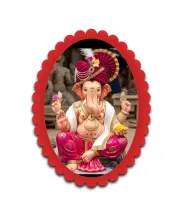 Ganesha Wall Decorative Showpiece 6 X 8 Inch | 4 MM MDF Wooden Glossy Sublimation Print | Back Hook Wall Hanging | Home Temple & Living Room Decor (F57349)