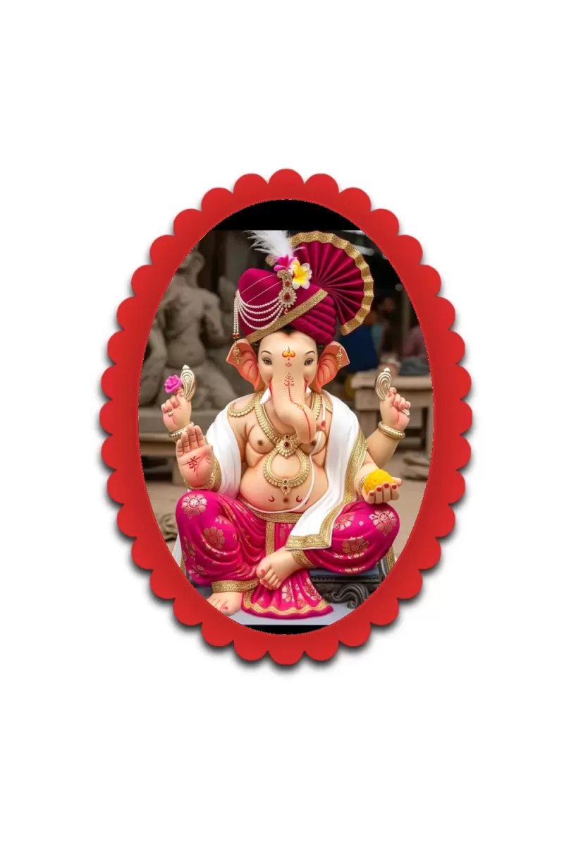 Ganesha Wall Decorative Showpiece 6 X 8 Inch | 4 MM MDF Wooden Glossy Sublimation Print | Back Hook Wall Hanging | Home Temple & Living Room Decor (F57349)