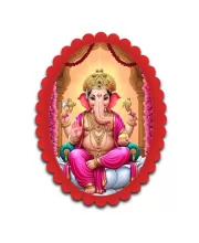 Ganesha Wall Decorative Showpiece 6 X 8 Inch | 4 MM MDF Wooden Glossy Sublimation Print | Back Hook Wall Hanging | Home Temple & Living Room Decor (F57352)