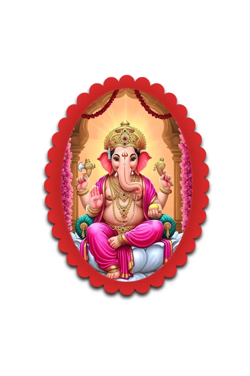 Ganesha Wall Decorative Showpiece 6 X 8 Inch | 4 MM MDF Wooden Glossy Sublimation Print | Back Hook Wall Hanging | Home Temple & Living Room Decor (F57352)