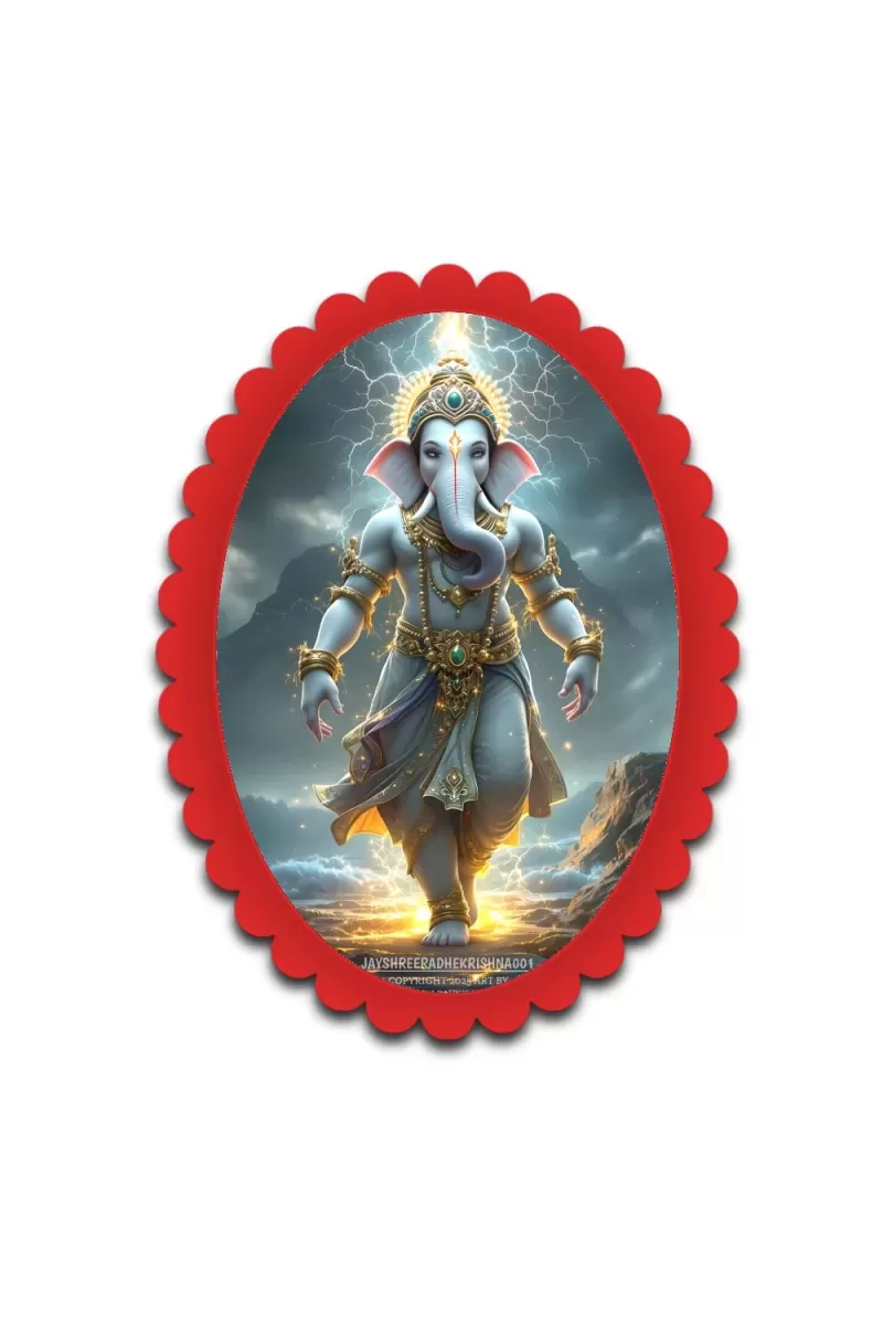 Ganesha Wall Decorative Showpiece 6 X 8 Inch | 4 MM MDF Wooden Glossy Sublimation Print | Back Hook Wall Hanging | Home Temple & Living Room Decor (F57354)
