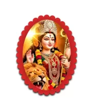 Durga Wall Decorative Showpiece 6 X 8 Inch | 4 MM MDF Wooden Glossy Sublimation Print | Back Hook Wall Hanging | Home Temple & Living Room Decor (F57359)