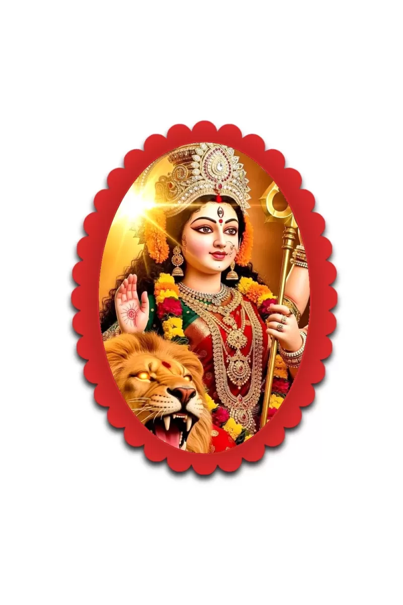 Durga Wall Decorative Showpiece 6 X 8 Inch | 4 MM MDF Wooden Glossy Sublimation Print | Back Hook Wall Hanging | Home Temple & Living Room Decor (F57359)