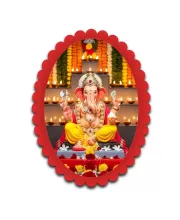 Ganesha Wall Decorative Showpiece 6 X 8 Inch | 4 MM MDF Wooden Glossy Sublimation Print | Back Hook Wall Hanging | Home Temple & Living Room Decor (F57362)