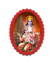 Rama And Hanuman Wall Decorative Showpiece 6 X 8 Inch | 4 MM MDF Wooden Glossy Sublimation Print | Back Hook Wall Hanging | Home Temple & Living Room Decor (F57363)