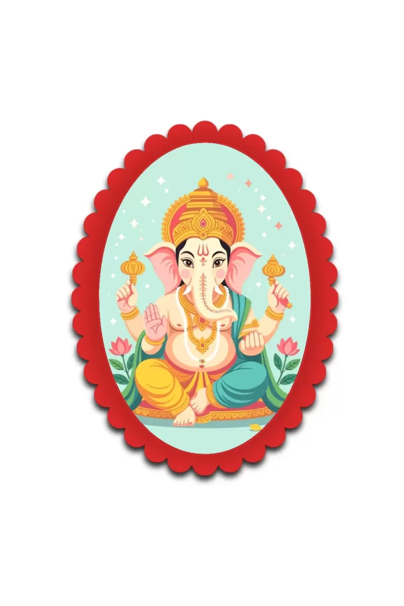 Ganesha Wall Decorative Showpiece 6 X 8 Inch | 4 MM MDF Wooden Glossy Sublimation Print | Back Hook Wall Hanging | Home Temple & Living Room Decor (F57364)