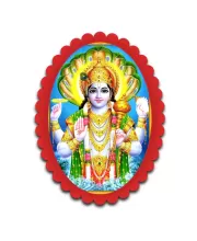 Vishnu Wall Decorative Showpiece 6 X 8 Inch | 4 MM MDF Wooden Glossy Sublimation Print | Back Hook Wall Hanging | Home Temple & Living Room Decor (F57368)
