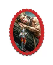 Hanuman Wall Decorative Showpiece 6 X 8 Inch | 4 MM MDF Wooden Glossy Sublimation Print | Back Hook Wall Hanging | Home Temple & Living Room Decor (F57369)