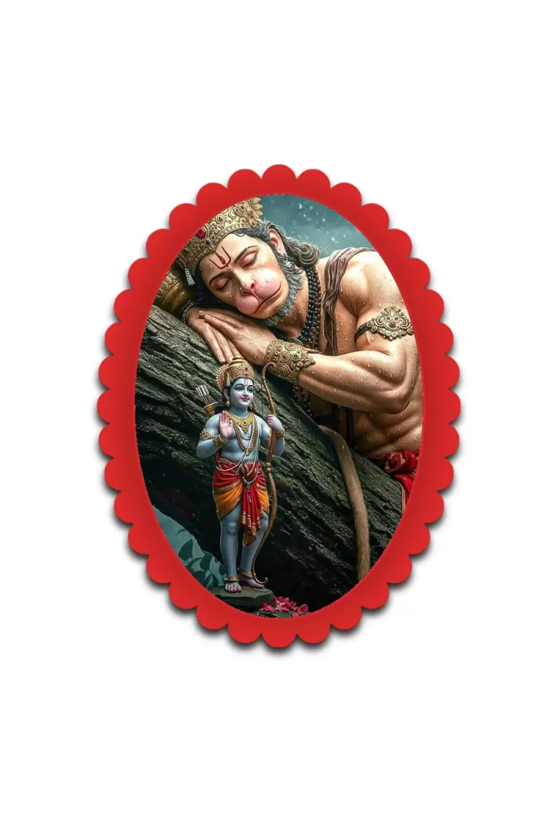 Hanuman Wall Decorative Showpiece 6 X 8 Inch | 4 MM MDF Wooden Glossy Sublimation Print | Back Hook Wall Hanging | Home Temple & Living Room Decor (F57369)