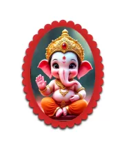 Ganesha Wall Decorative Showpiece 6 X 8 Inch | 4 MM MDF Wooden Glossy Sublimation Print | Back Hook Wall Hanging | Home Temple & Living Room Decor (F57375)