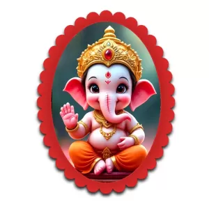 Ganesha Wall Decorative Showpiece 6 X 8 Inch | 4 MM MDF Wooden Glossy Sublimation Print | Back Hook Wall Hanging | Home Temple & Living Room Decor (F57375)