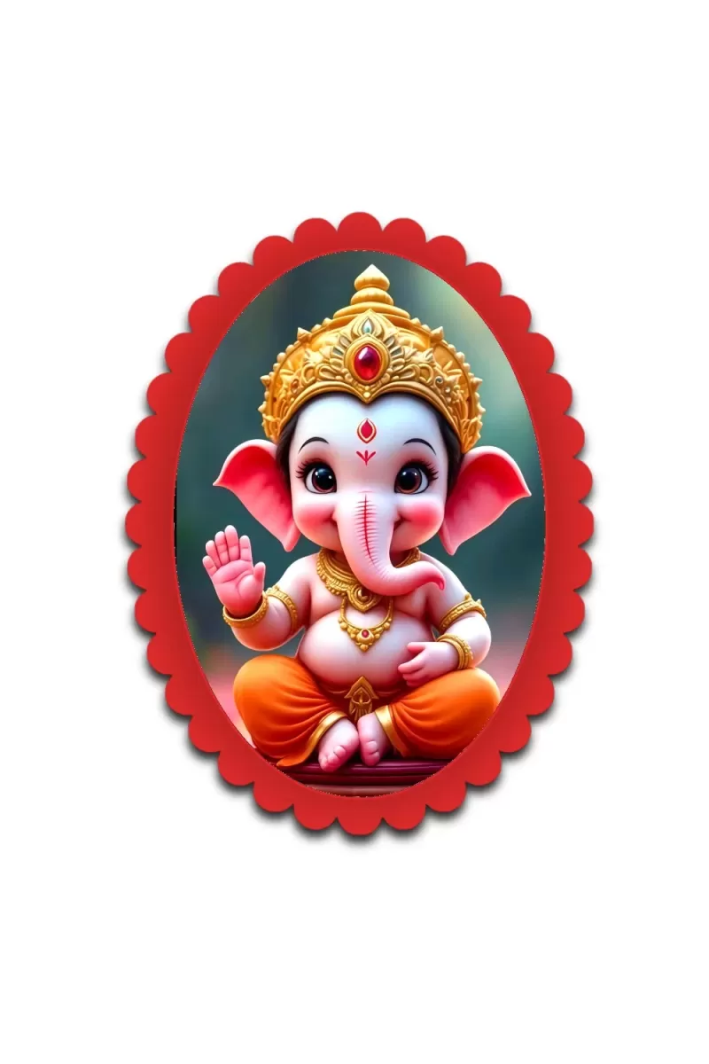 Ganesha Wall Decorative Showpiece 6 X 8 Inch | 4 MM MDF Wooden Glossy Sublimation Print | Back Hook Wall Hanging | Home Temple & Living Room Decor (F57375)