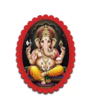 Ganesha Wall Decorative Showpiece 6 X 8 Inch | 4 MM MDF Wooden Glossy Sublimation Print | Back Hook Wall Hanging | Home Temple & Living Room Decor (F57381)