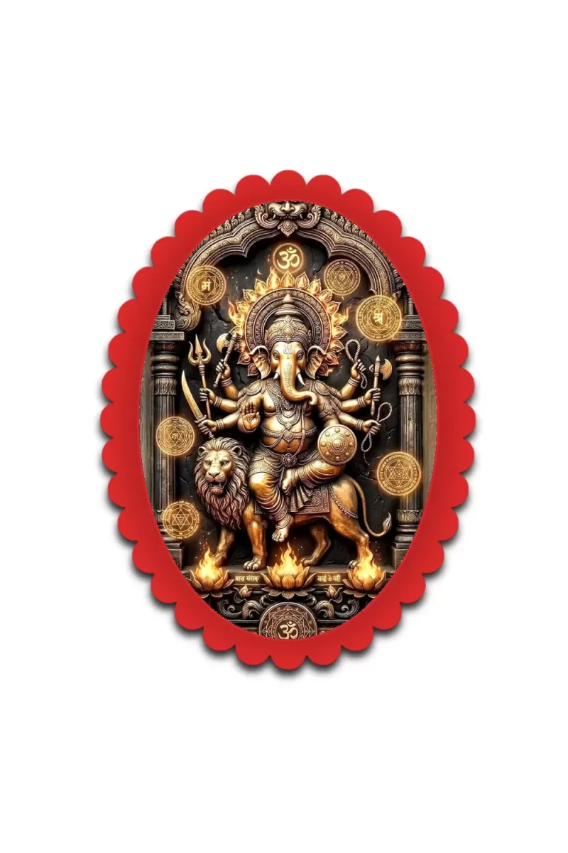 Ganesha Wall Decorative Showpiece 6 X 8 Inch | 4 MM MDF Wooden Glossy Sublimation Print | Back Hook Wall Hanging | Home Temple & Living Room Decor (F57382)