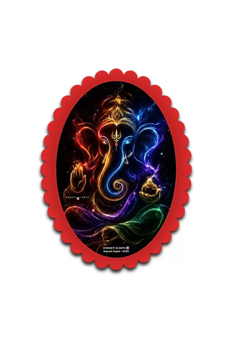 Ganesha Wall Decorative Showpiece 6 X 8 Inch | 4 MM MDF Wooden Glossy Sublimation Print | Back Hook Wall Hanging | Home Temple & Living Room Decor (F57383)