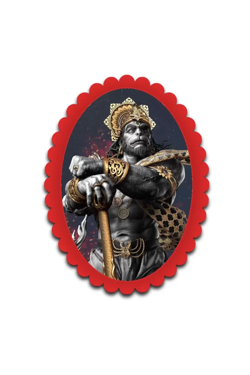 Hanuman Wall Decorative Showpiece 6 X 8 Inch | 4 MM MDF Wooden Glossy Sublimation Print | Back Hook Wall Hanging | Home Temple & Living Room Decor (F57384)