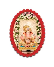 Ganesha Wall Decorative Showpiece 6 X 8 Inch | 4 MM MDF Wooden Glossy Sublimation Print | Back Hook Wall Hanging | Home Temple & Living Room Decor (F57386)