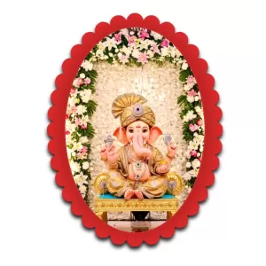Ganesha Wall Decorative Showpiece 6 X 8 Inch | 4 MM MDF Wooden Glossy Sublimation Print | Back Hook Wall Hanging | Home Temple & Living Room Decor (F57386)