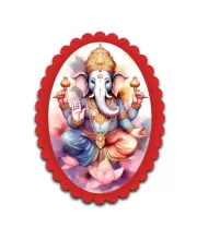 Ganesha Wall Decorative Showpiece 6 X 8 Inch | 4 MM MDF Wooden Glossy Sublimation Print | Back Hook Wall Hanging | Home Temple & Living Room Decor (F57387)