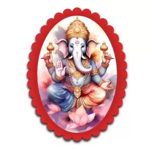 Ganesha Wall Decorative Showpiece 6 X 8 Inch | 4 MM MDF Wooden Glossy Sublimation Print | Back Hook Wall Hanging | Home Temple & Living Room Decor (F57387)