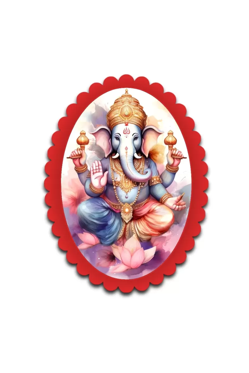 Ganesha Wall Decorative Showpiece 6 X 8 Inch | 4 MM MDF Wooden Glossy Sublimation Print | Back Hook Wall Hanging | Home Temple & Living Room Decor (F57387)