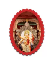 Ganesha Wall Decorative Showpiece 6 X 8 Inch | 4 MM MDF Wooden Glossy Sublimation Print | Back Hook Wall Hanging | Home Temple & Living Room Decor (F57393)