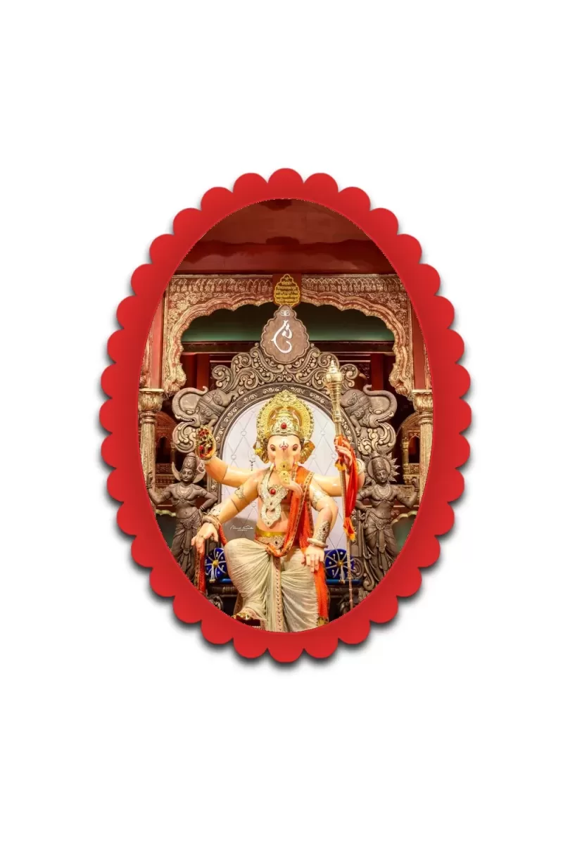 Ganesha Wall Decorative Showpiece 6 X 8 Inch | 4 MM MDF Wooden Glossy Sublimation Print | Back Hook Wall Hanging | Home Temple & Living Room Decor (F57393)
