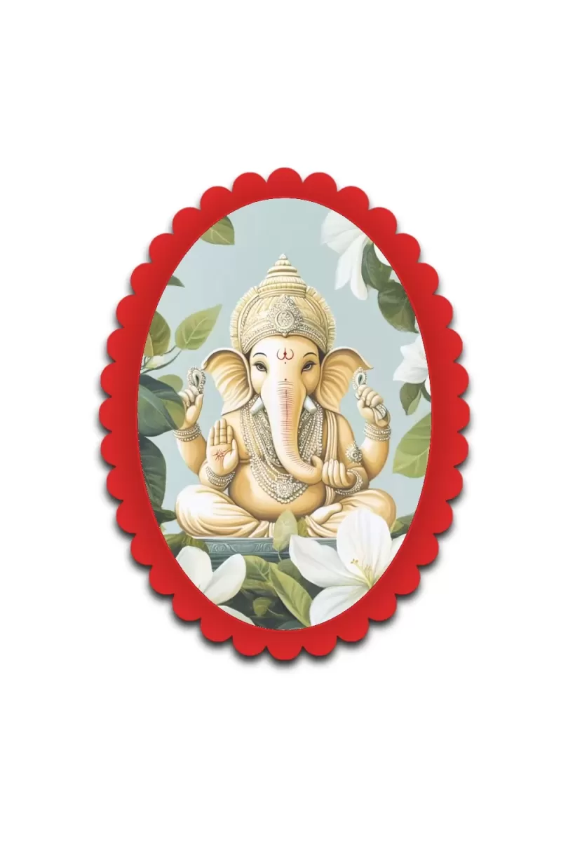 Ganesha Wall Decorative Showpiece 6 X 8 Inch | 4 MM MDF Wooden Glossy Sublimation Print | Back Hook Wall Hanging | Home Temple & Living Room Decor (F57394)