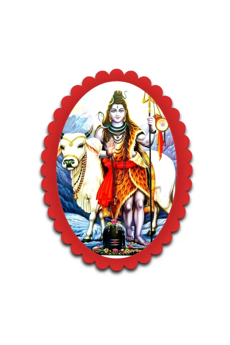 Shiva Wall Decorative Showpiece 6 X 8 Inch | 4 MM MDF Wooden Glossy Sublimation Print | Back Hook Wall Hanging | Home Temple & Living Room Decor (F57399)