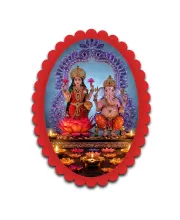 Lakshmi And Ganesha Wall Decorative Showpiece 6 X 8 Inch | 4 MM MDF Wooden Glossy Sublimation Print | Back Hook Wall Hanging | Home Temple & Living Room Decor (F57407)