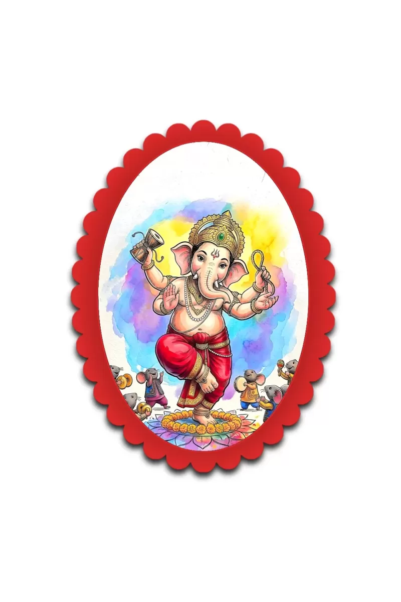 Ganesha Wall Decorative Showpiece 6 X 8 Inch | 4 MM MDF Wooden Glossy Sublimation Print | Back Hook Wall Hanging | Home Temple & Living Room Decor (F57408)