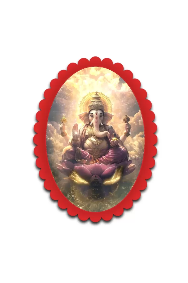 Ganesha Wall Decorative Showpiece 6 X 8 Inch | 4 MM MDF Wooden Glossy Sublimation Print | Back Hook Wall Hanging | Home Temple & Living Room Decor (F57409)