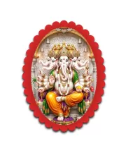 Ganesha Wall Decorative Showpiece 6 X 8 Inch | 4 MM MDF Wooden Glossy Sublimation Print | Back Hook Wall Hanging | Home Temple & Living Room Decor (F57413)