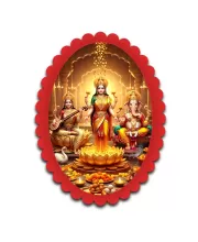 Lakshmi Wall Decorative Showpiece 6 X 8 Inch | 4 MM MDF Wooden Glossy Sublimation Print | Back Hook Wall Hanging | Home Temple & Living Room Decor (F57415)