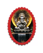 Ganesha Wall Decorative Showpiece 6 X 8 Inch | 4 MM MDF Wooden Glossy Sublimation Print | Back Hook Wall Hanging | Home Temple & Living Room Decor (F57418)