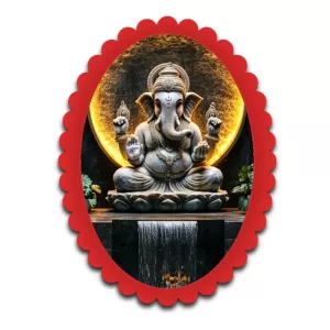 Ganesha Wall Decorative Showpiece 6 X 8 Inch | 4 MM MDF Wooden Glossy Sublimation Print | Back Hook Wall Hanging | Home Temple & Living Room Decor (F57418)